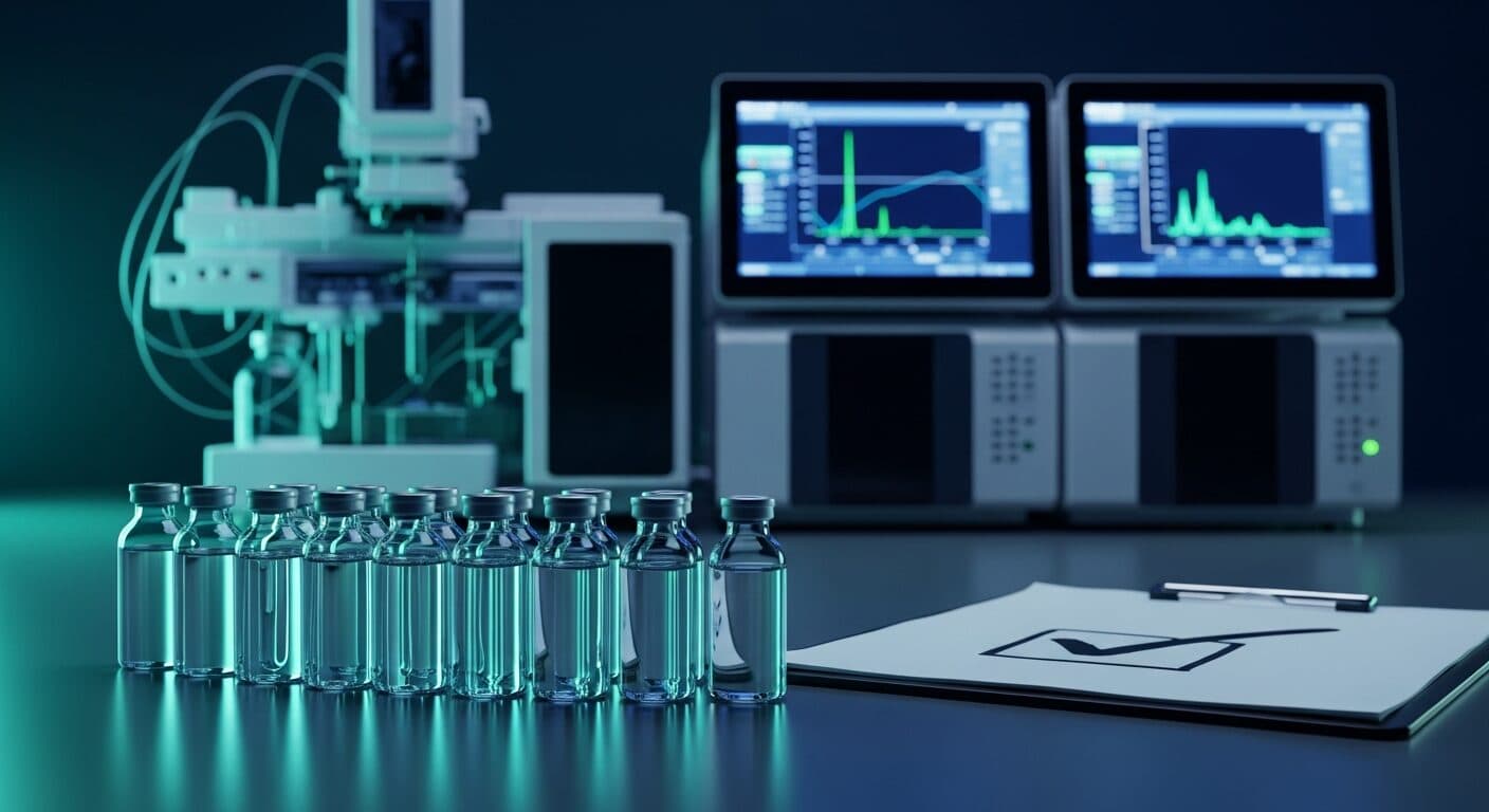 Laboratory quality control with HPLC equipment and peptide vials
