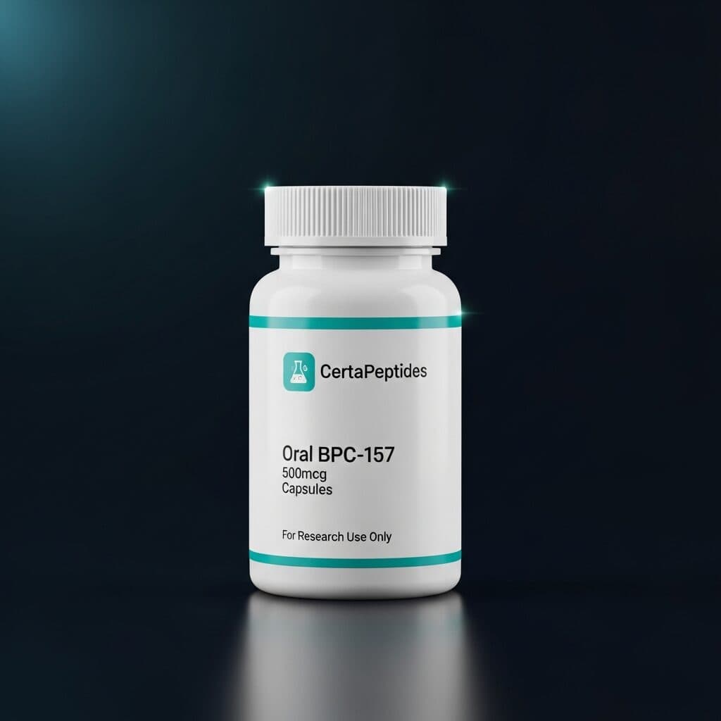 Oral BPC-157 500mcg capsule bottle - CertaPeptides